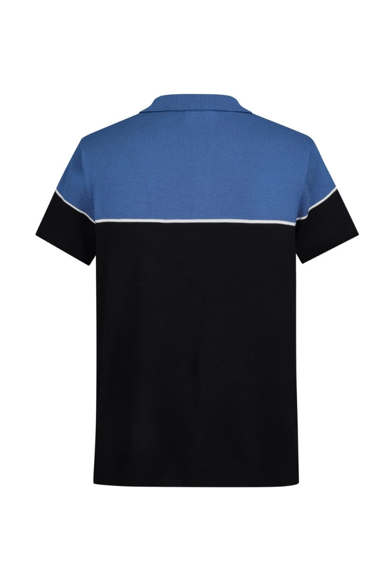 T-shirt polo en maille bicolore