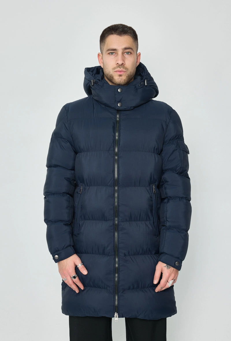 Long plain hooded down jackets