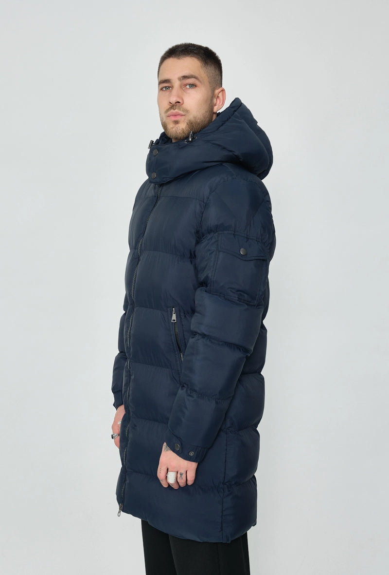 Long plain hooded down jackets