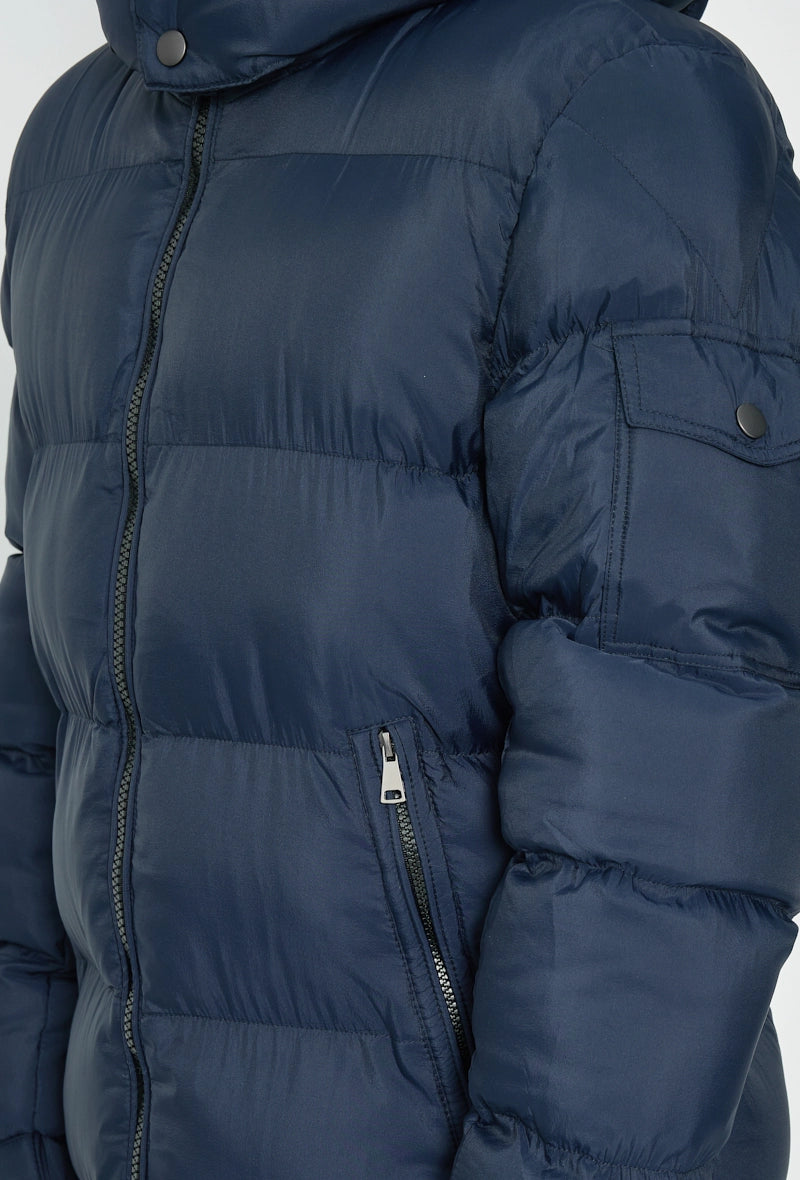 Long plain hooded down jackets