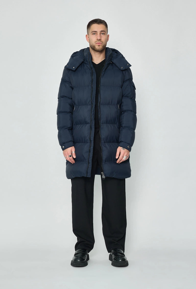 Long plain hooded down jackets