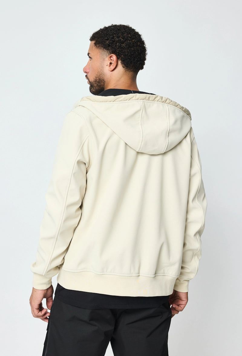 Short plain jacket with fleece hood