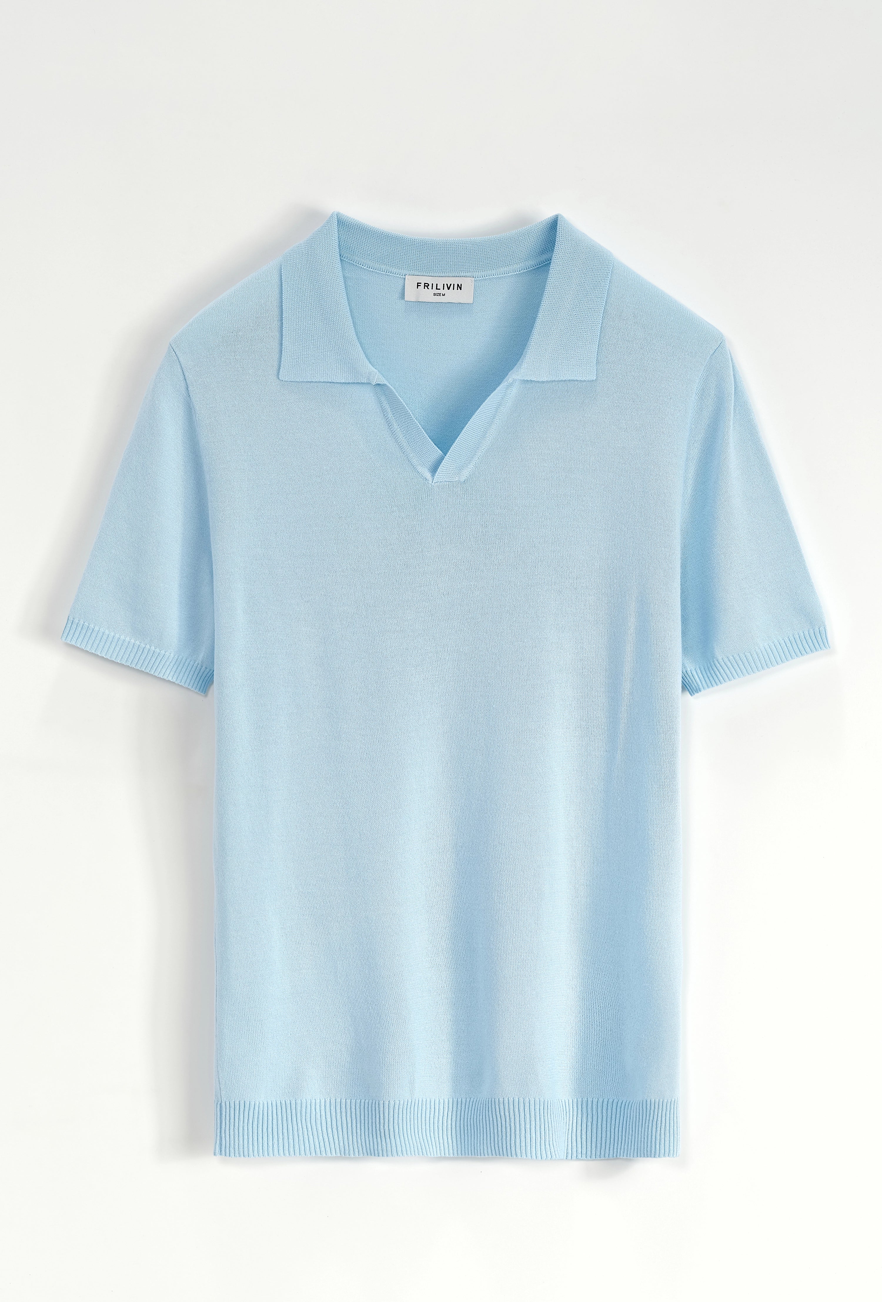 Short-sleeved plain knitted polo shirt