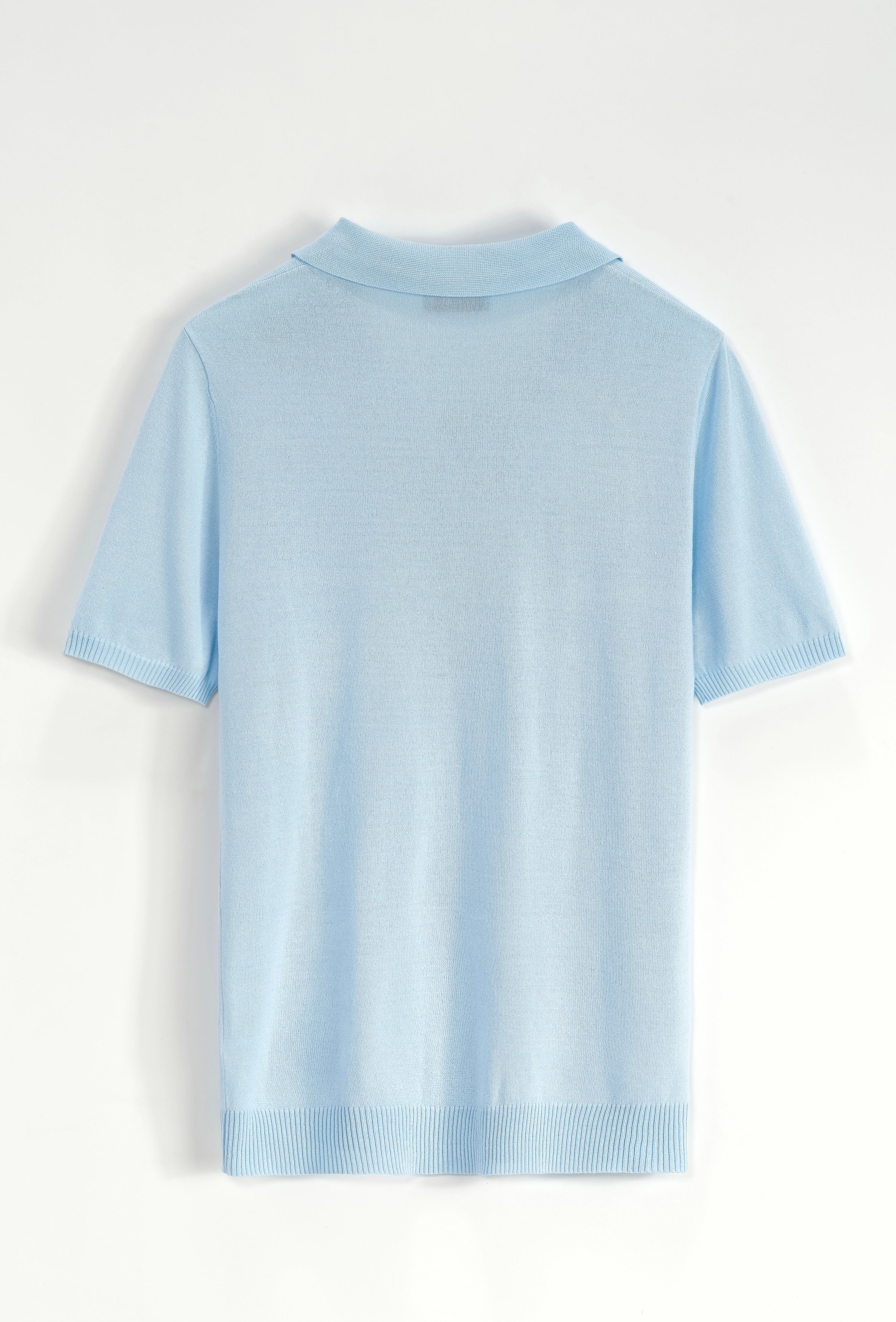 Short-sleeved plain knitted polo shirt