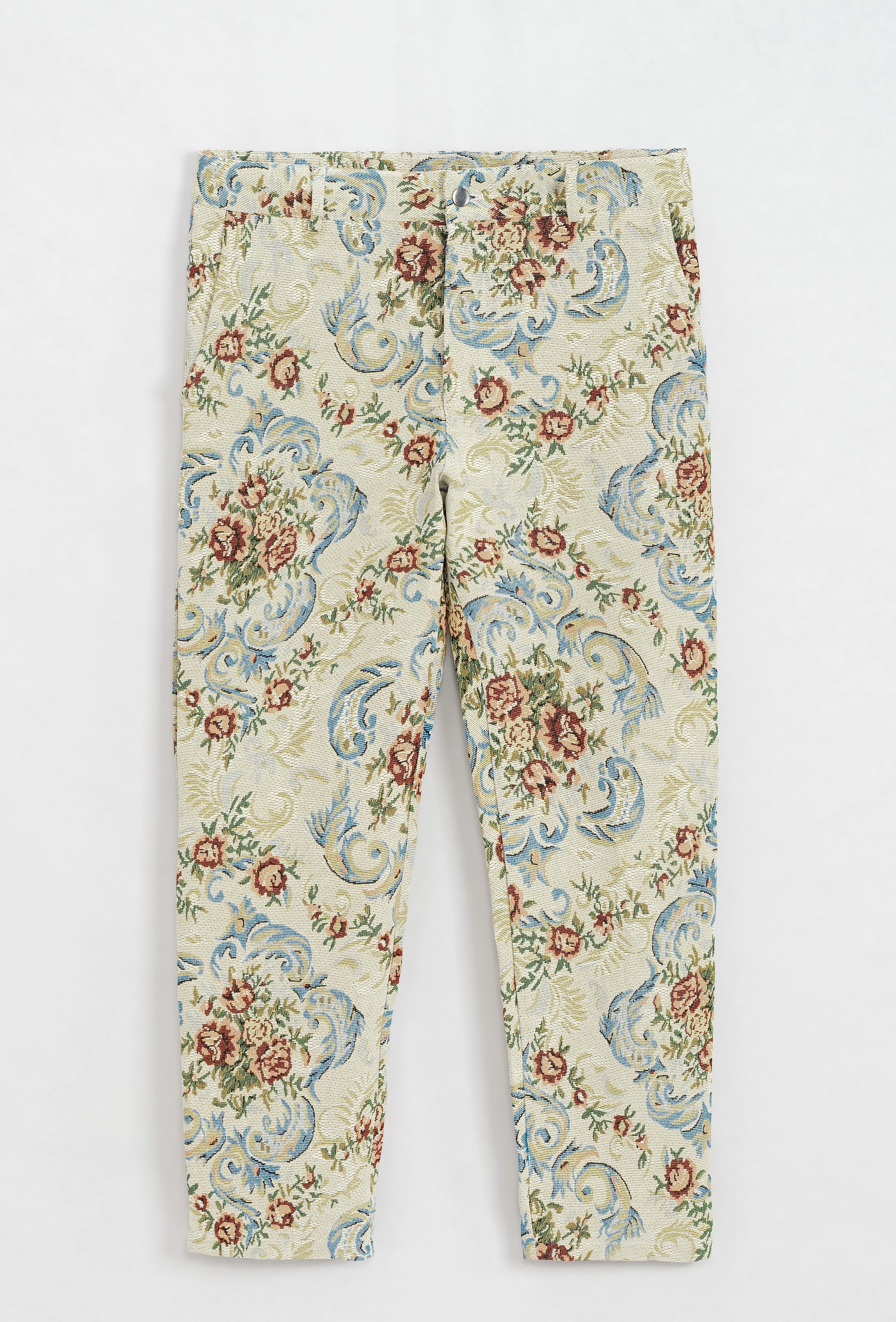 Pantalon fleurie effet jacquard