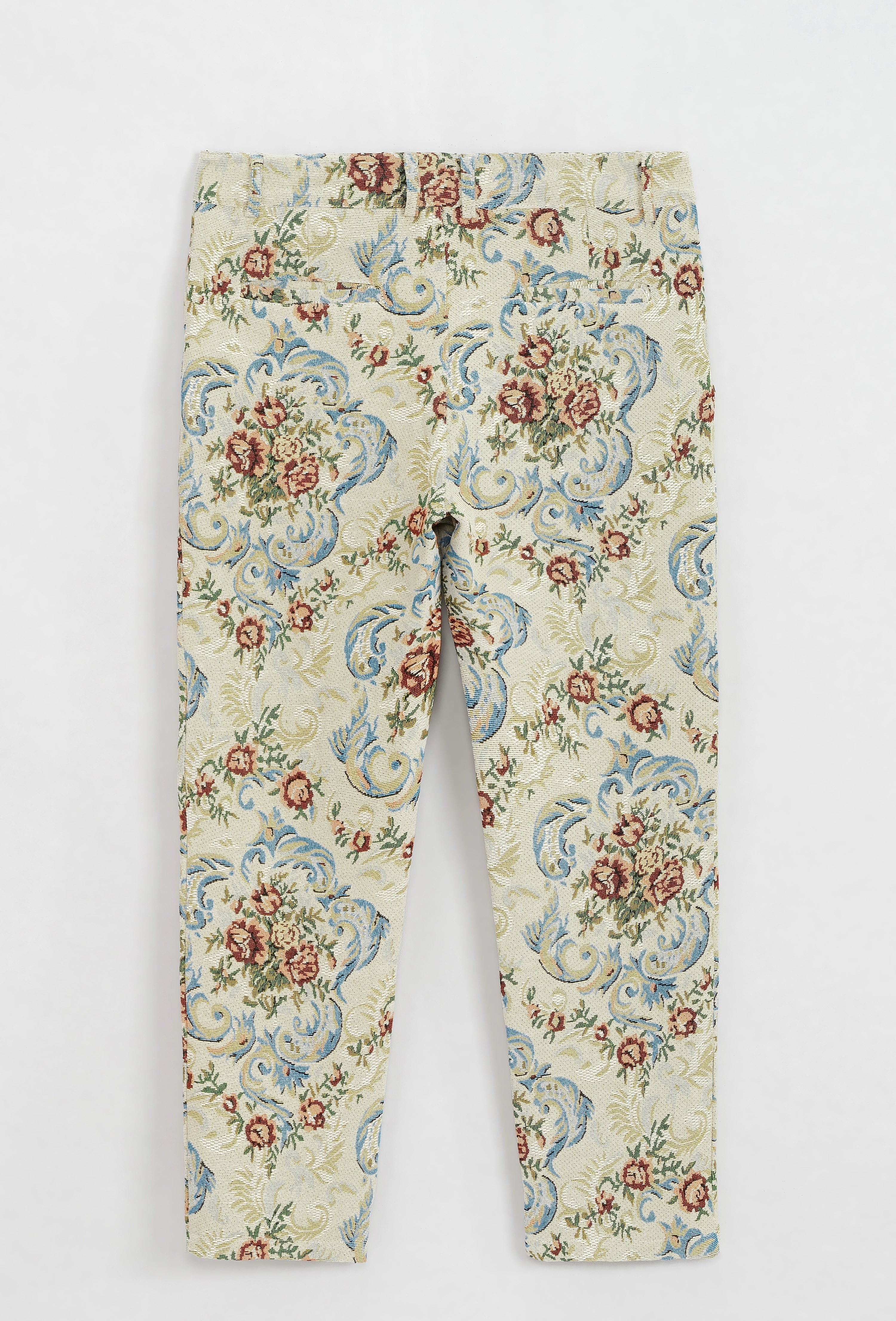 Pantalon fleuri effet broder