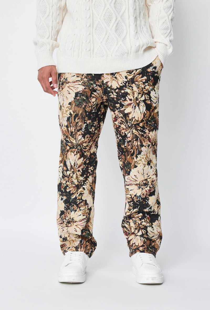 Pantalon fleuri effet broder