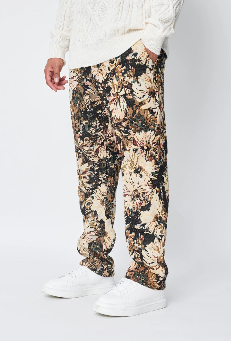 Pantalon fleuri effet broder