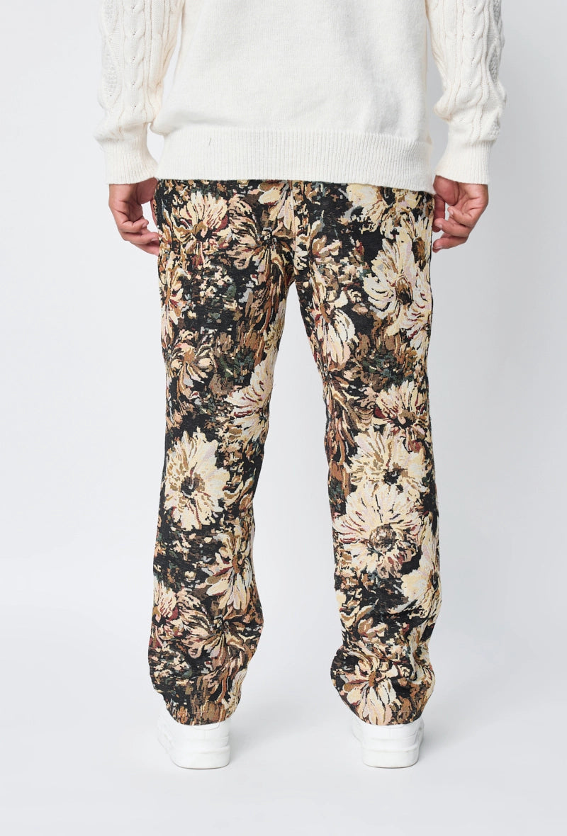 Pantalon fleuri effet broder