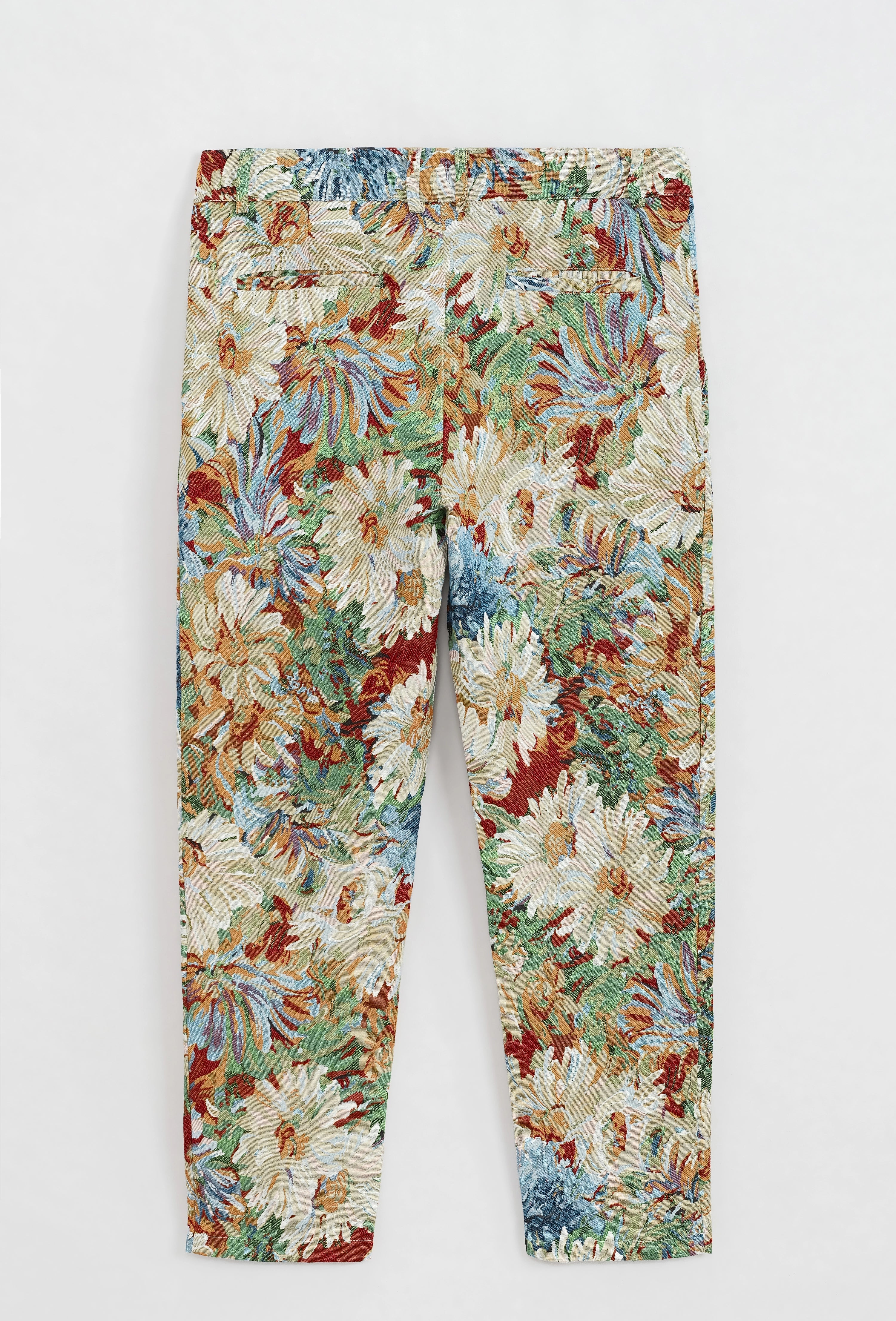 Pantalon fleurie effet jacquard