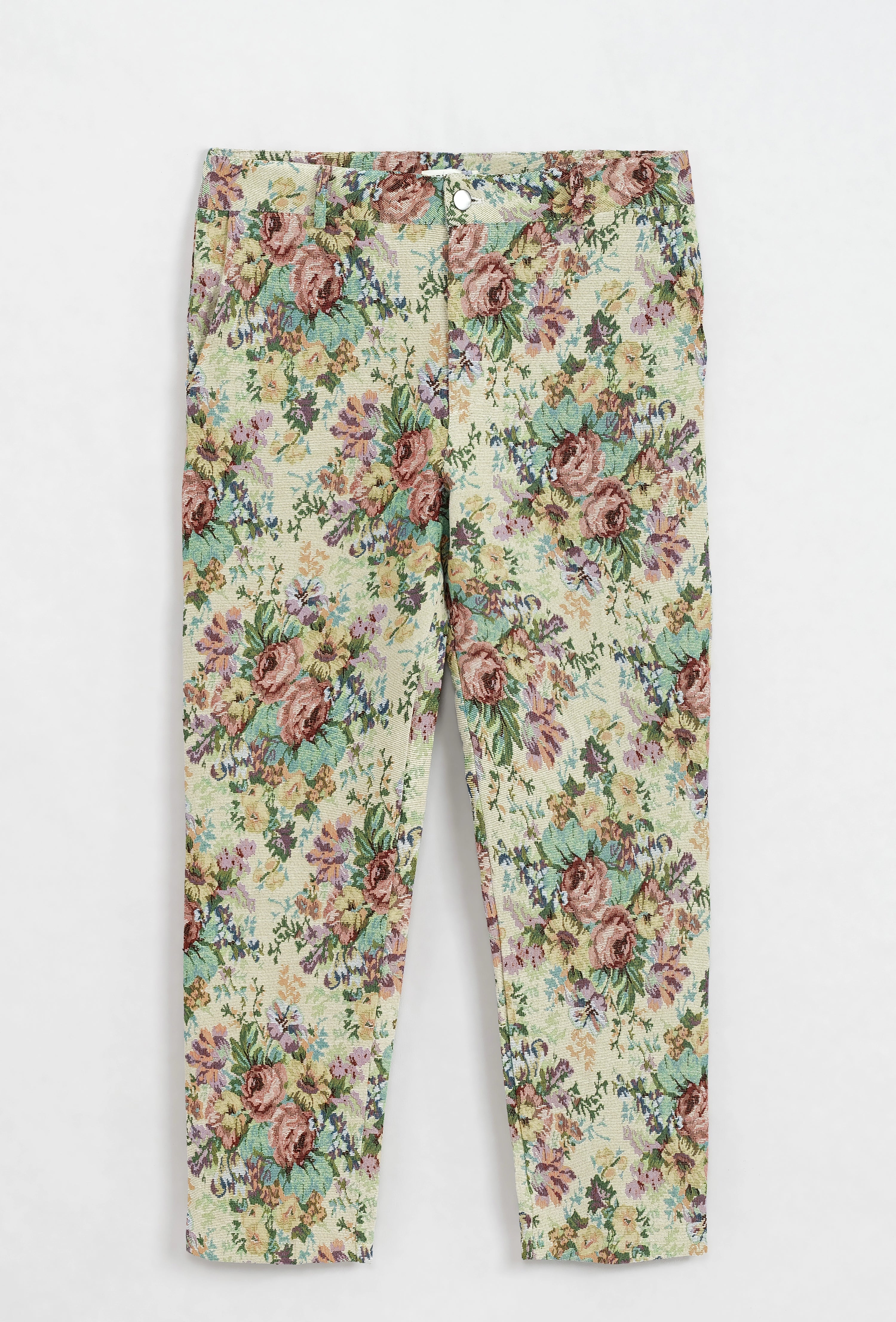 Pantalon fleuri effet broder