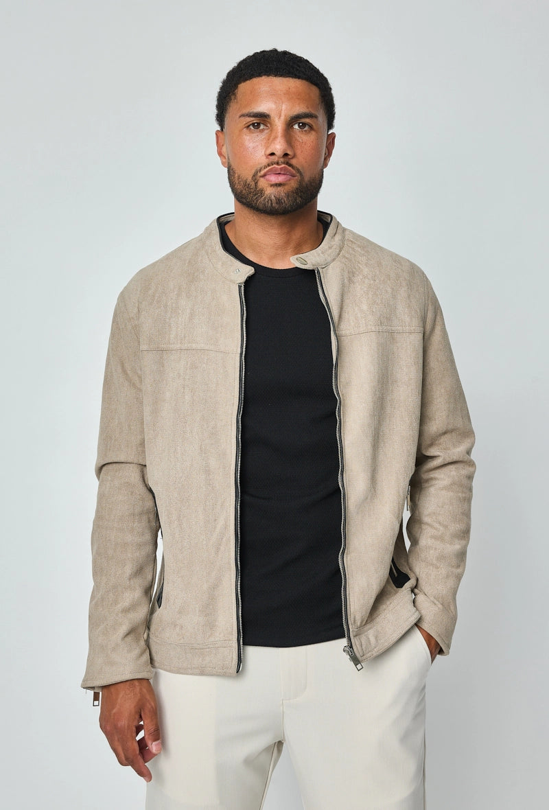 Faux suede biker jacket