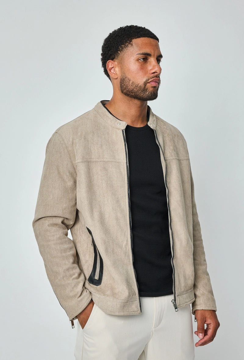 Faux suede biker jacket