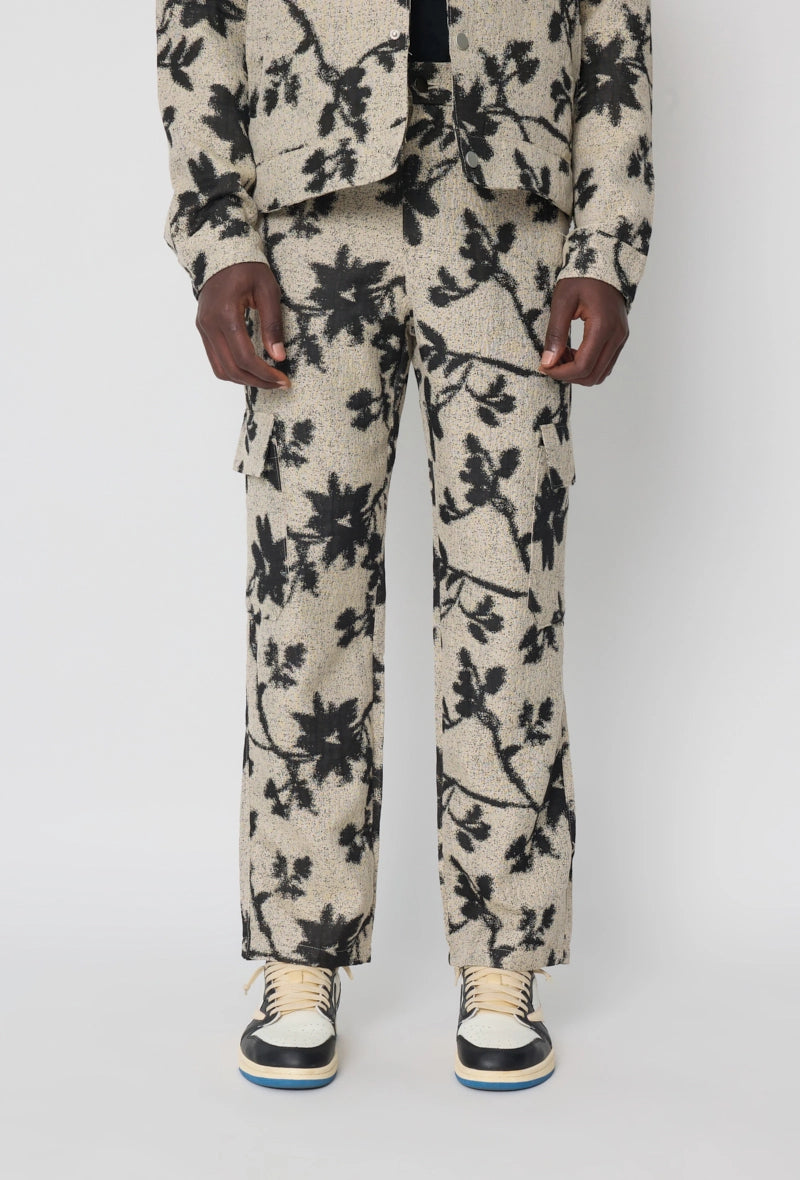 Ensemble veste pantalon à motif feuillage