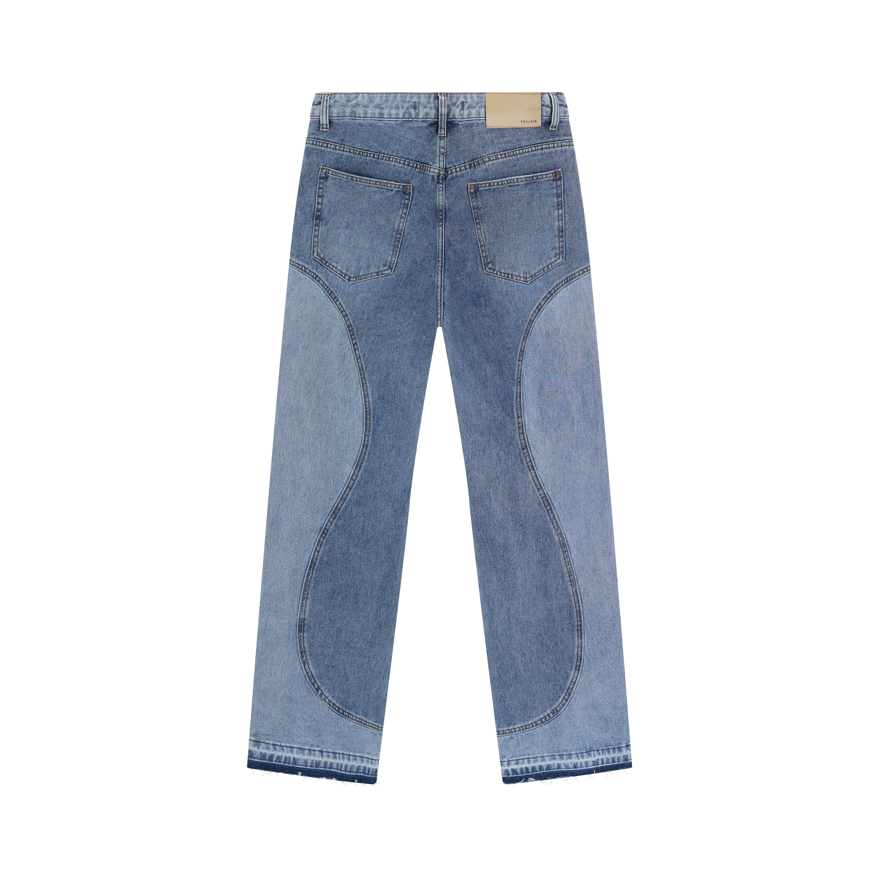 Pantalon bi-couleur en jean coupe large