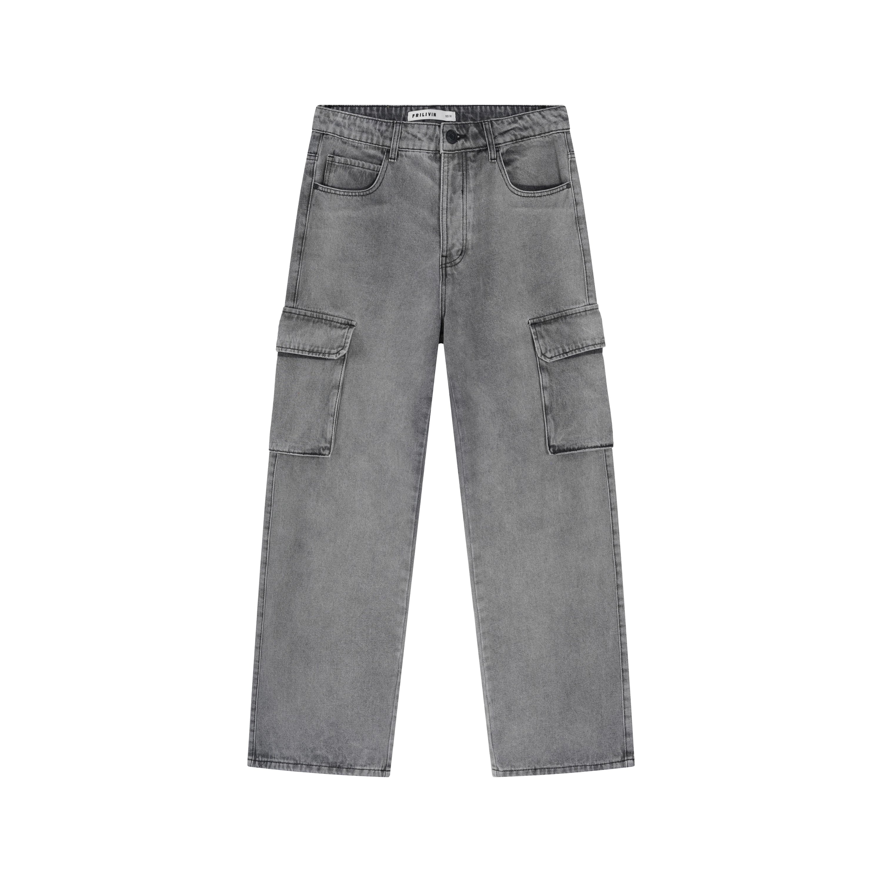 Pantalon en jean chiné coupe large