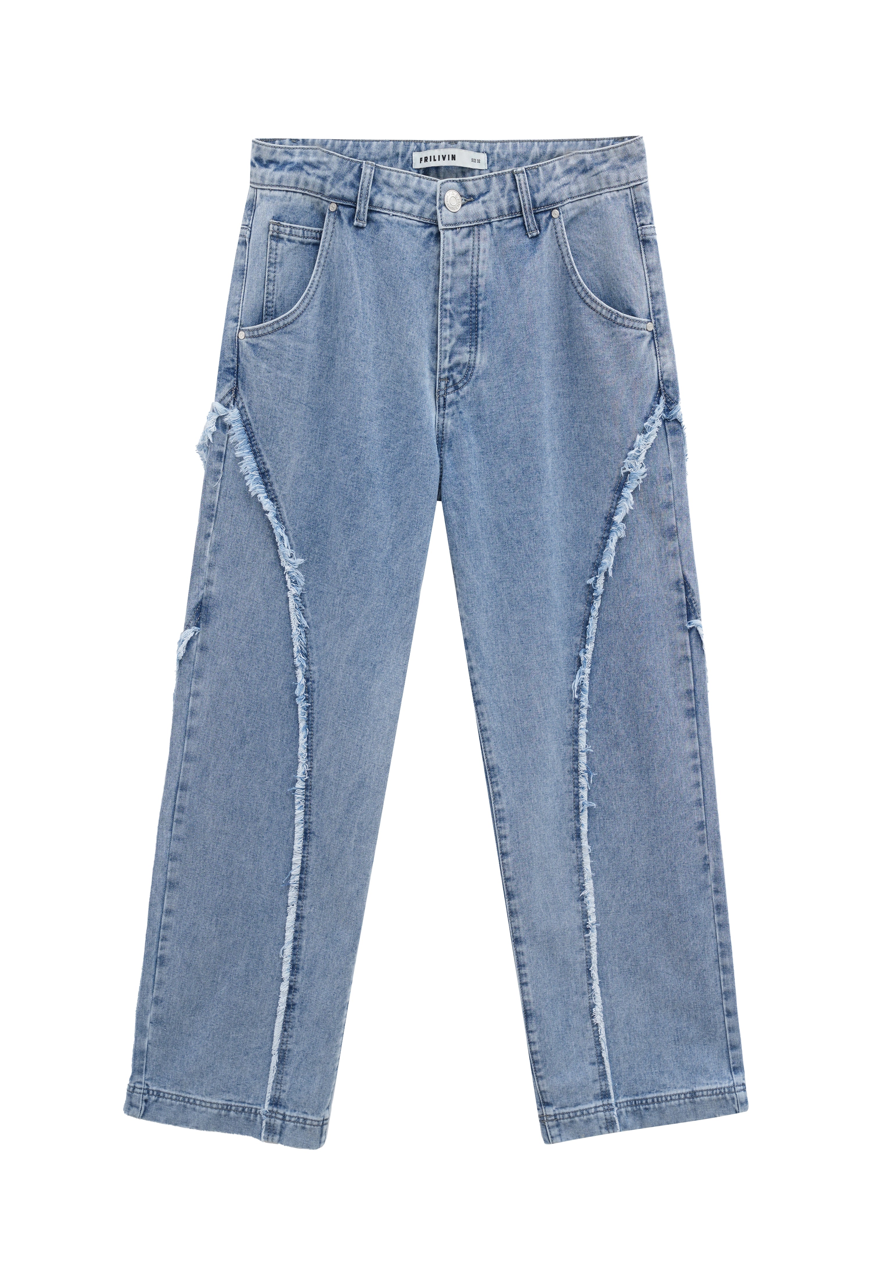 Pantalon en jean coupe large avec froufrou