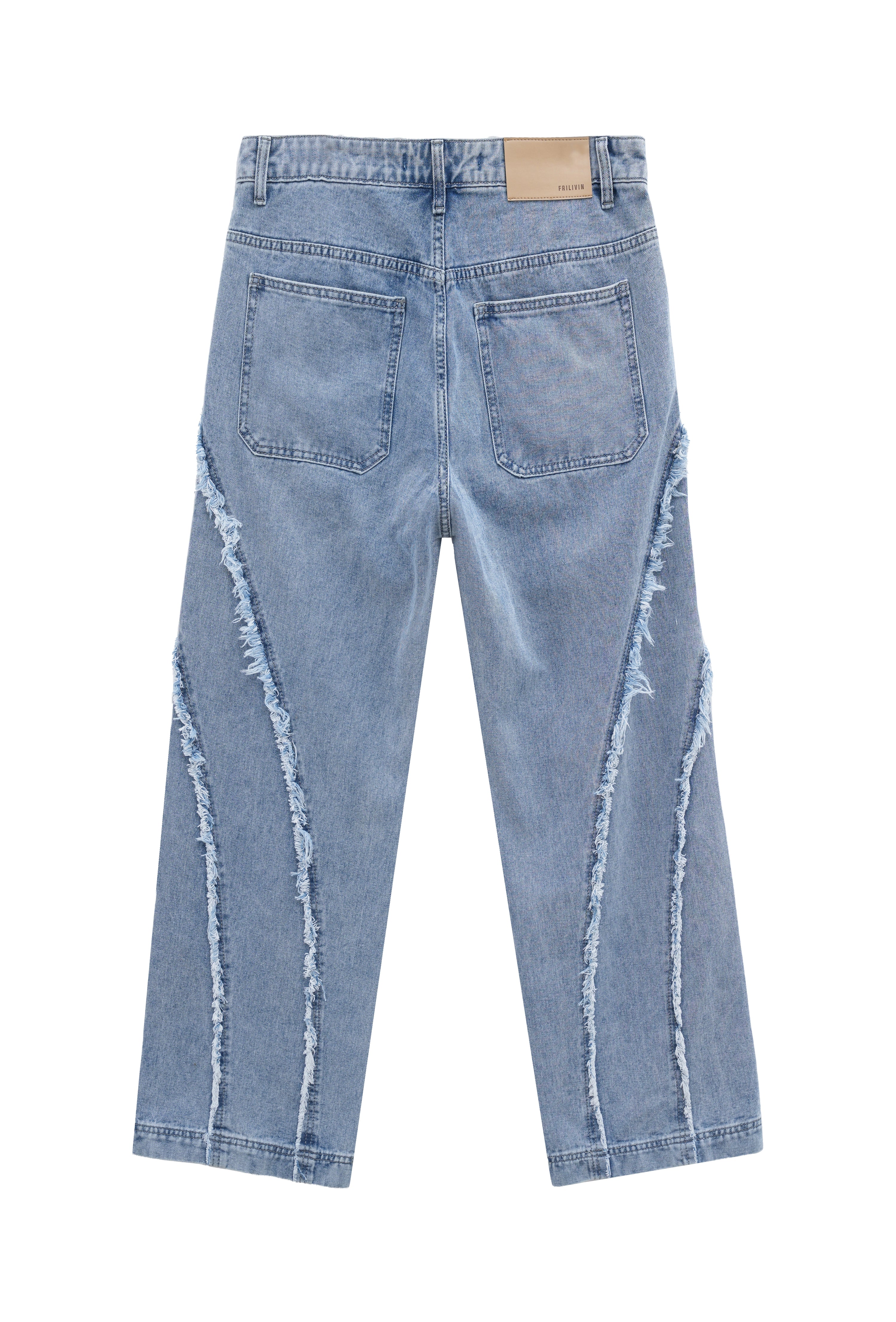 Pantalon en jean coupe large avec froufrou