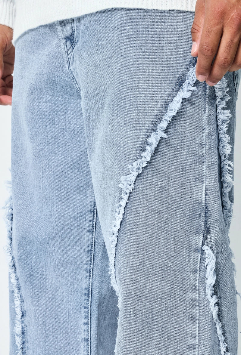 Pantalon en jean coupe large avec froufrou