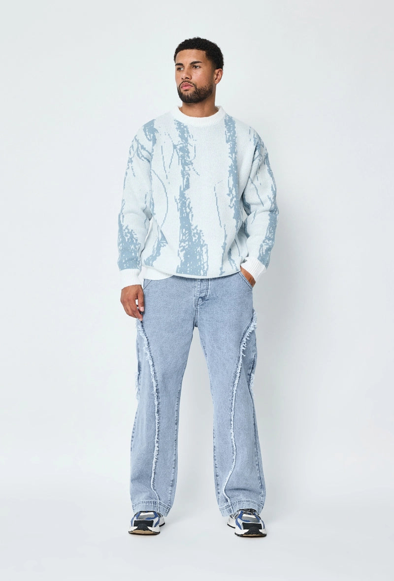 Pantalon en jean coupe large avec froufrou