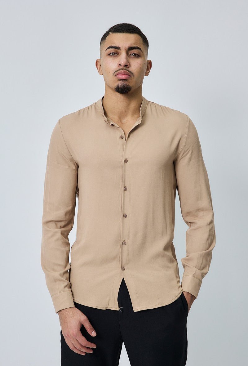 Chemise décontractée uni col mao - Frilivin