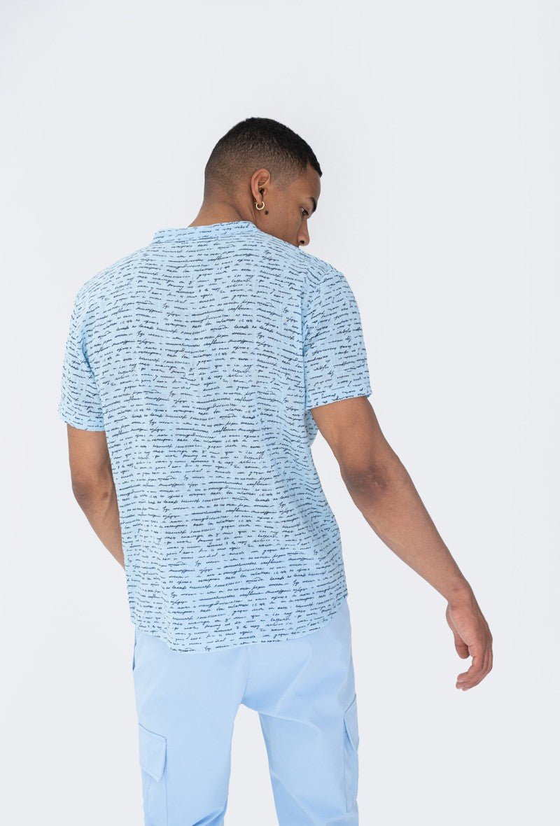 Chemise manches courtes à motif écriture - Frilivin